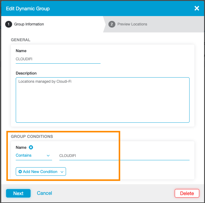 Zscaler admin portal - Dynamic group for Cloudi-Fi location(s)