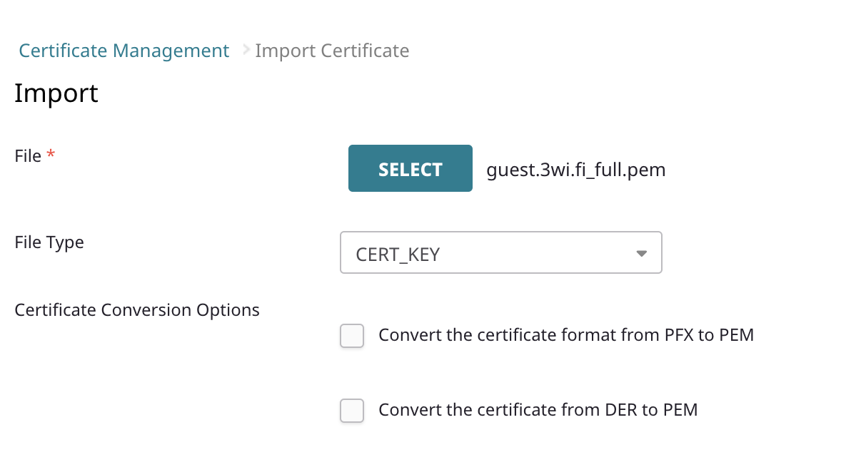 ExtremeCloud IQ - Import Certificate
