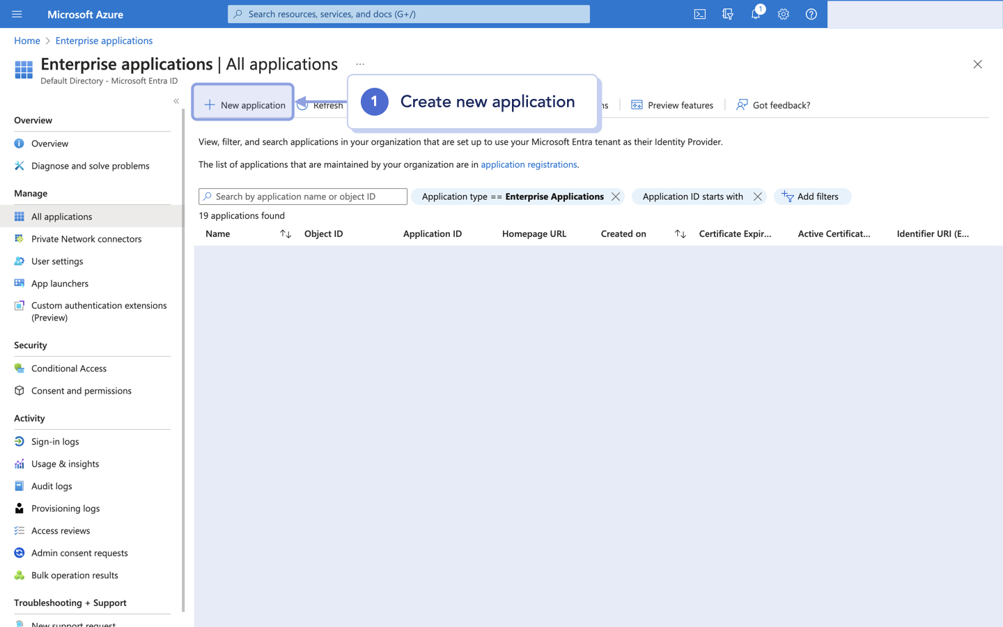 Azure UI - New application.png