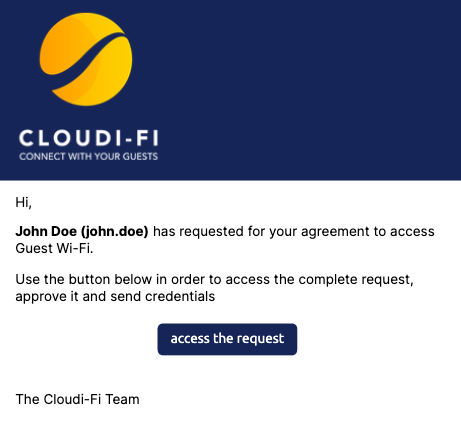 Cloudi-Fi Sponsor authentication - Email validation
