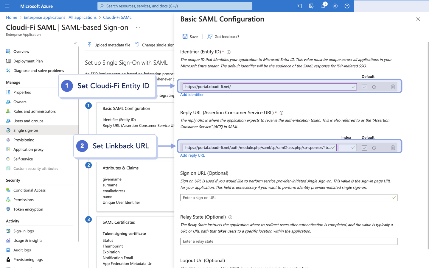 Azure UI - Set SAML basic configuration for Cloudi_Fi.jpeg
