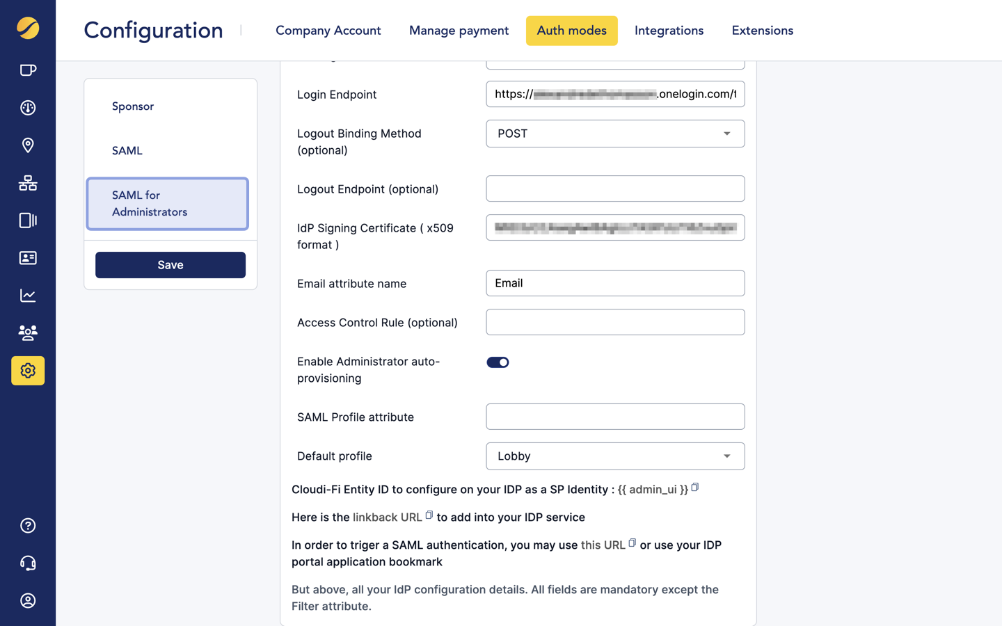 cloudi-fi_settings_auth mode_saml for admin_onelogin_2.png