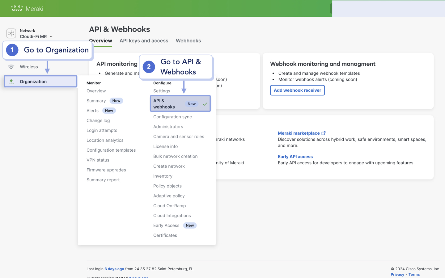 Meraki UI - Go to API webhooks.jpeg