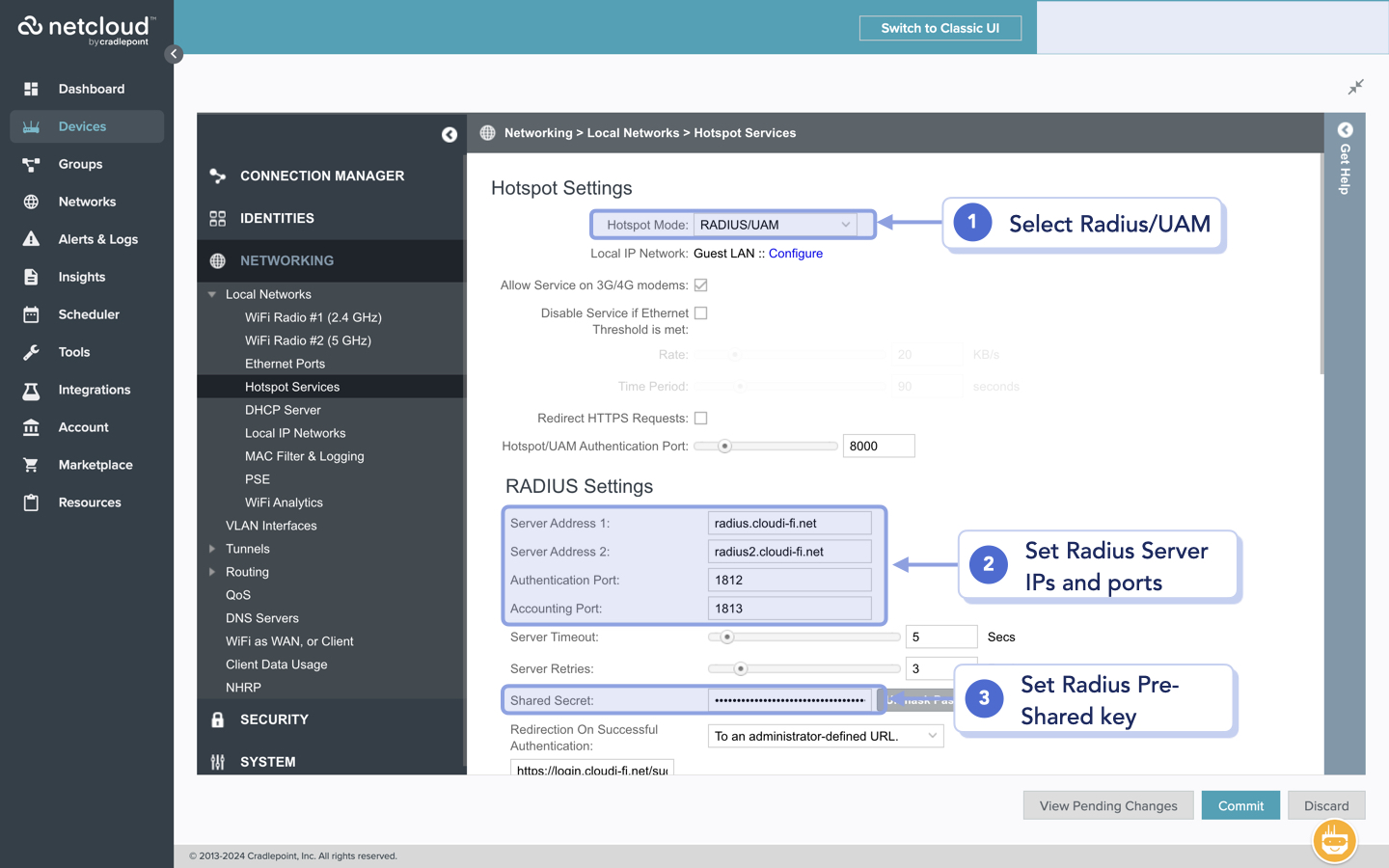 Cradlepoint - Configure Cloudi-Fi's radius servers