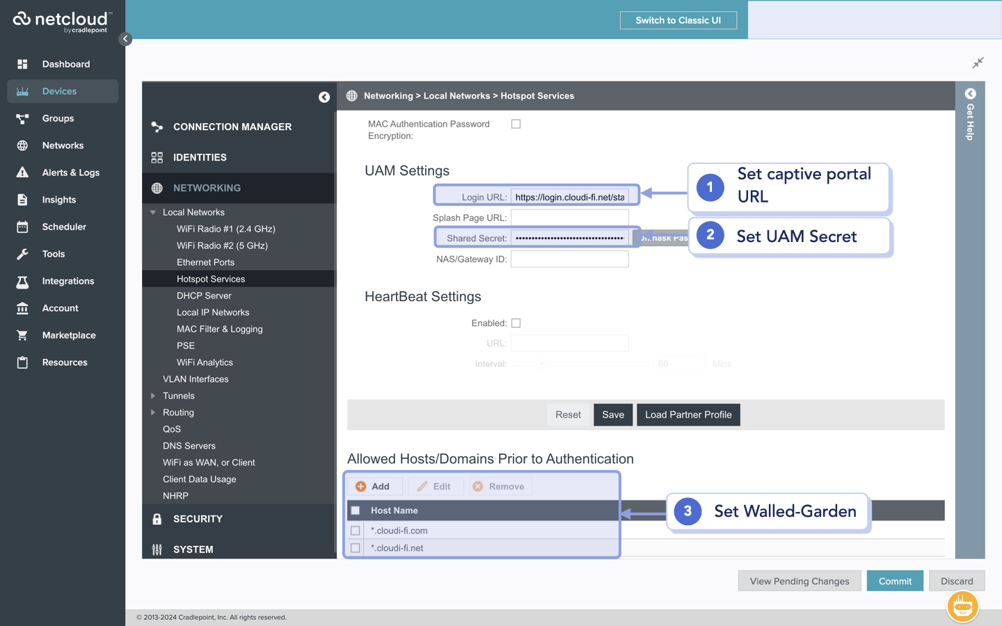 Cradlepoint - Configure Cloudi-Fi captive portal URL