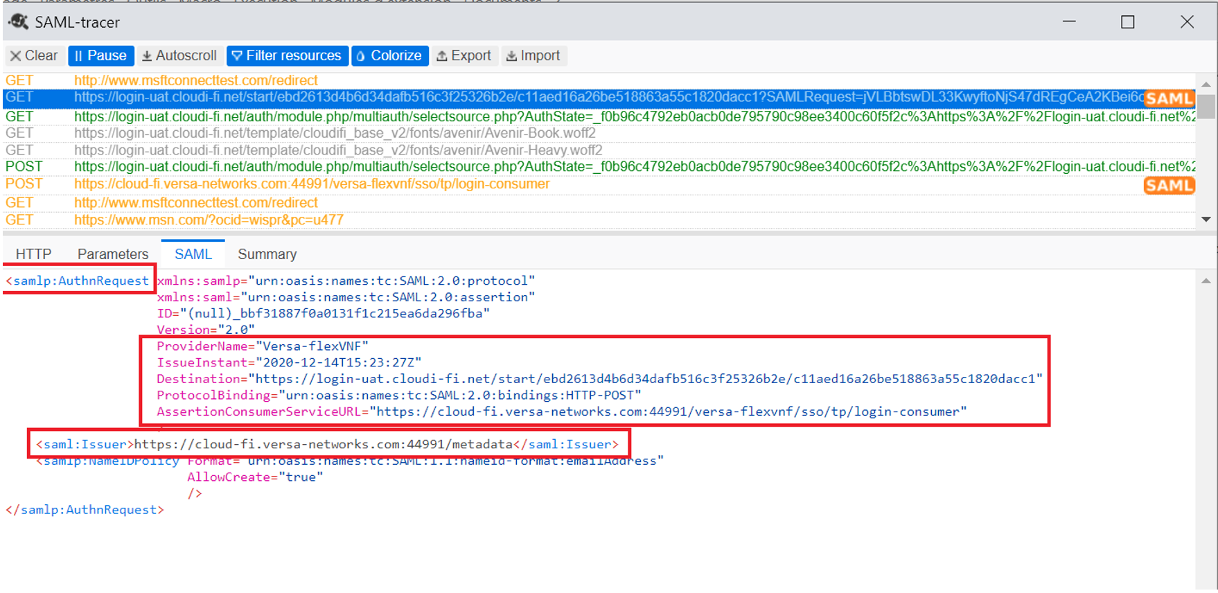 SAML AuthN request