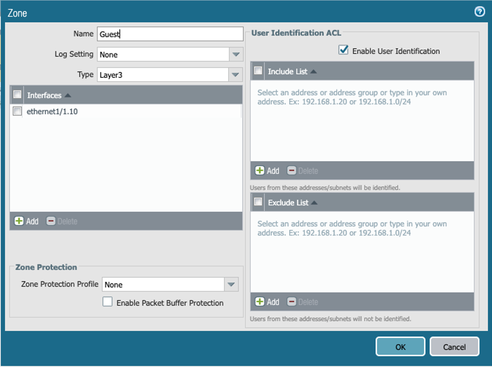 Palo Alto Strata - Zone for guest and User Identification