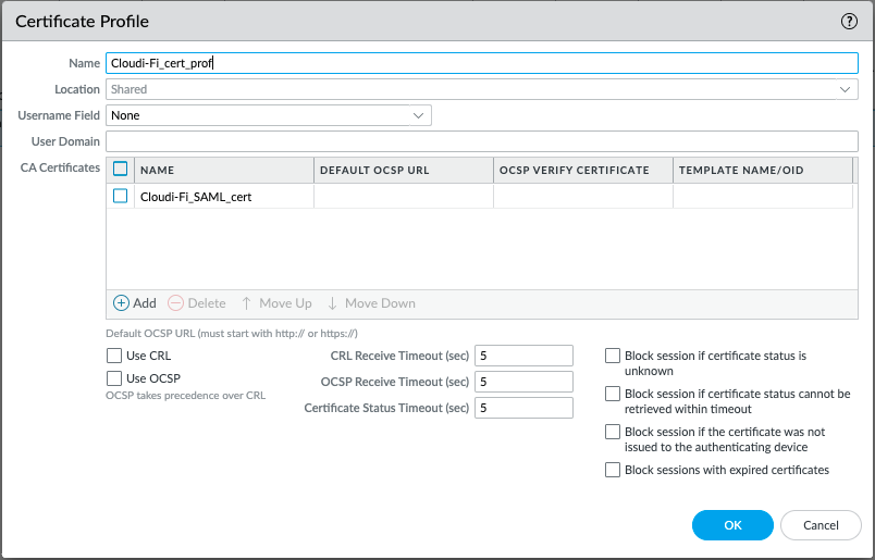 Palo Alto - create Certificate profile